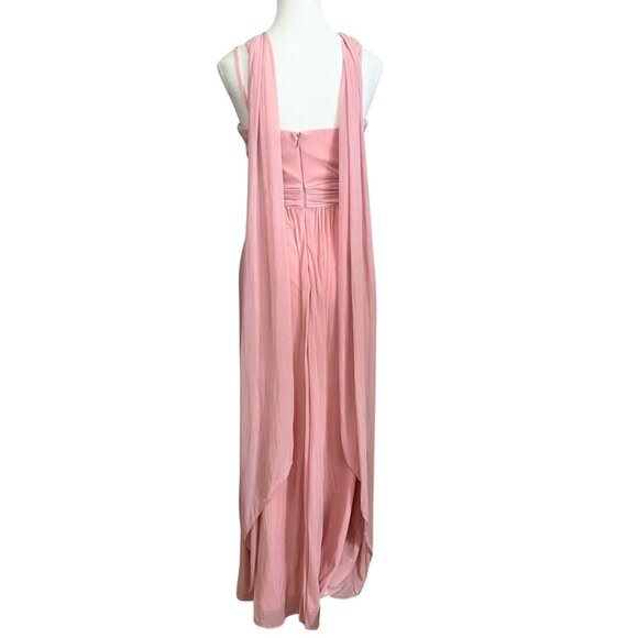 MAY QUEEN SOFT PINK CHIFFON MESH BRIDESMAID BAL GOWN DRESS - 4 - Picture 1 of 11